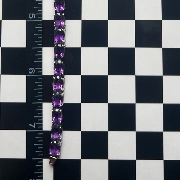 Purple Amethyst 💜 Rhodium Over Sterling Silver Bracelet - Picture 11 of 14